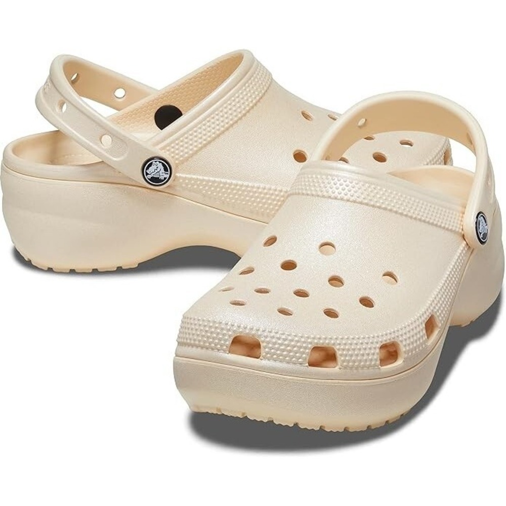 Crocs Classic Platform Vanilla Women's Size 11 Shimmer Retro Clog 208590-108